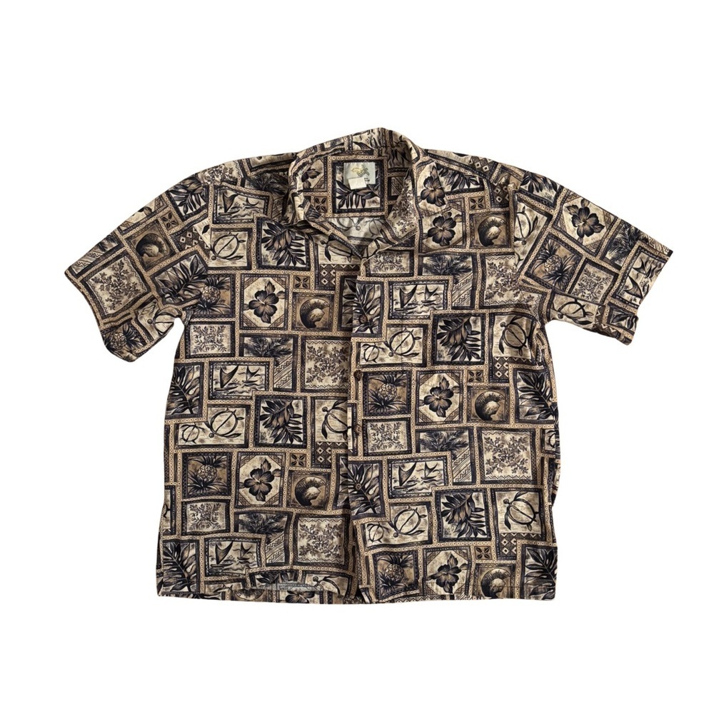 Authentic Ho Aloha Patterned Short Sleeve Shirt - Picture 1 of 5